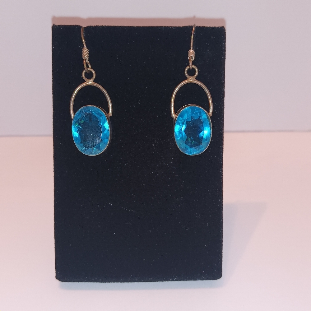 Elegant Blue Gemstone Earrings